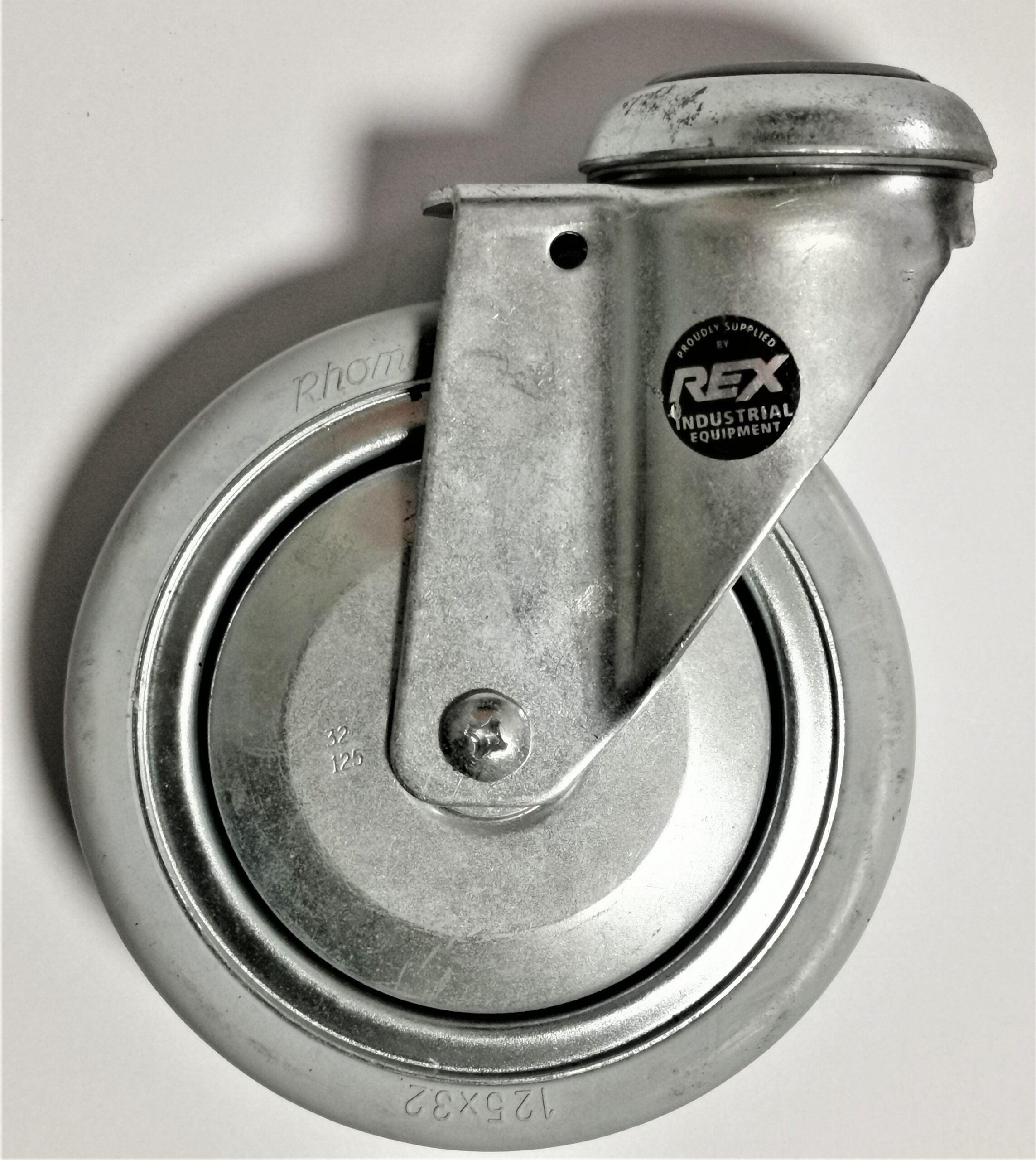 SWIVEL BOLT HOLE CASTOR - 120MM SOLID RUBBER (2 Pack)