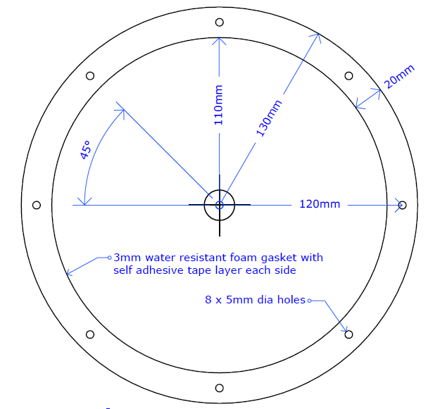 2 x 220mm Inspection Port Hatch Gaskets
